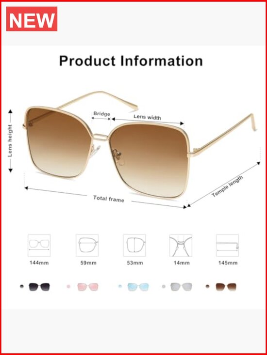 TRENDY OVERSIZED SQUARE SUNGLASSES UV400 PROTECTION LARGE FRAME main image 5